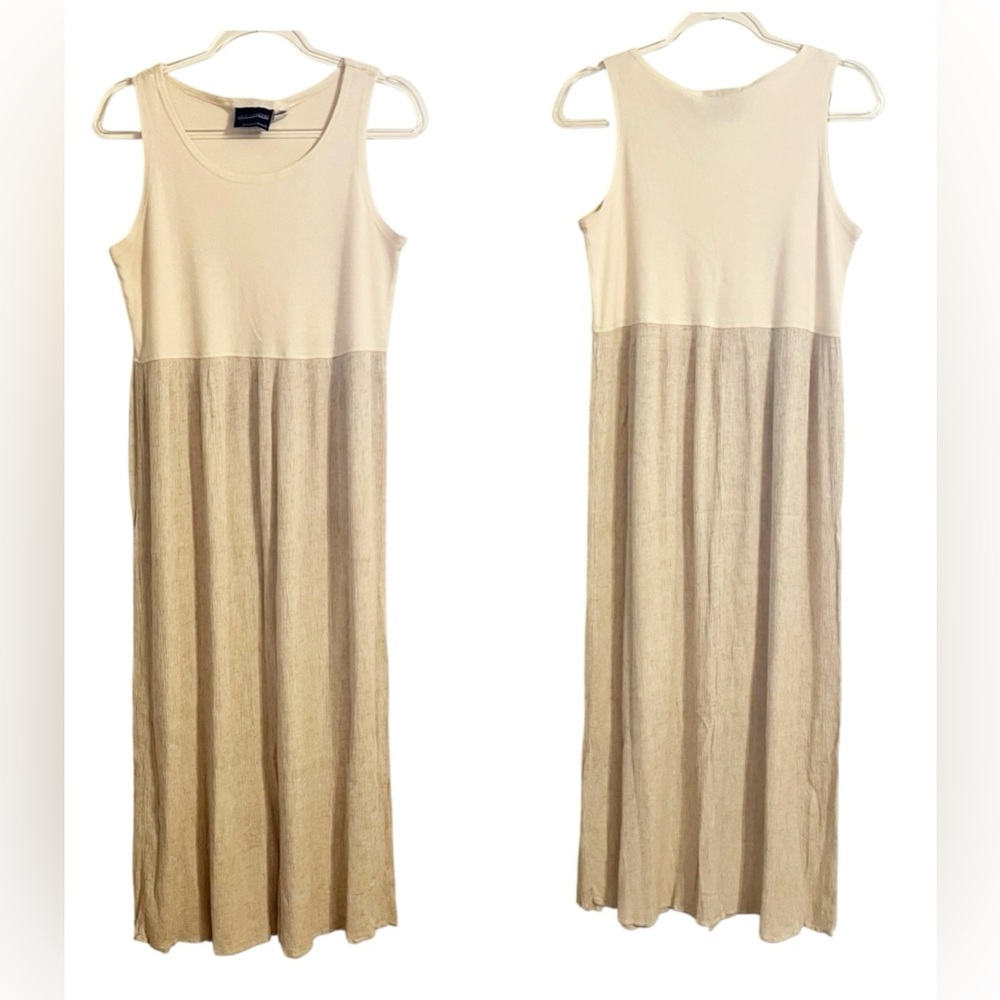 UM & Company Vintage Chic Sleeveless Cream Cotton Maxi Dress by Ulterior Motives